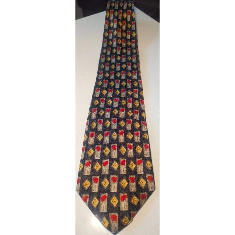 ROBERT TALBOTT Studio Men's Silk Necktie USA Designer Geometric Multi-Color EUC